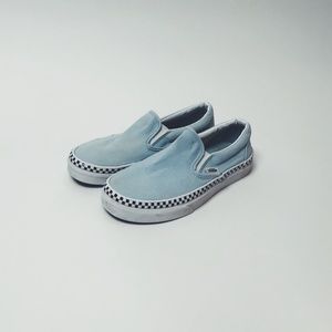 Vans Classic Slip On - Check Foxing - Cool Blue Shoes - Women's size 6